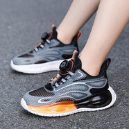 里奇.喬丹   RICKY JORDAN童鞋男子秋季透氣運動(dòng)鞋學(xué)生跑步鞋網(wǎng)面氣墊減震增高鞋子學(xué)生跑鞋 955黑橘 34