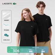 LACOSTE法國鱷魚(yú)情侶夏季裝舒適透氣簡(jiǎn)約休閑圓領(lǐng)短袖T恤|TH2757 031/黑色 M 175