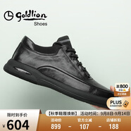 金利來(lái)（Goldlion）男鞋男士休閑鞋時(shí)尚舒適耐磨休閑皮鞋50623011401A黑色-43碼