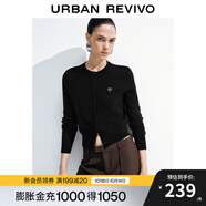 UR2025秋季新款女裝簡約休閑亮片裝飾針織開衫UWB950011 黑色 XS