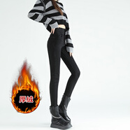 以純（YISHion）復古超高腰牛仔小腳褲女2025春秋新款彈力收腹提臀修身顯瘦鉛筆褲 黑色小腳褲- 加絨 28 二尺一