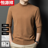 恒源祥男士毛衣秋冬新款半高領(lǐng)純色含羊毛寬松休閑針織長袖男保暖打底衫 駱駝棕  高檔精品品質(zhì)男裝 XL 175【建議135-155斤穿】 細(xì)膩親膚舒適