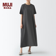 無印良品 MUJI 女式 粗棉線 天竺編織 喇叭形連衣裙 BBP29A2S 炭灰色 M-L