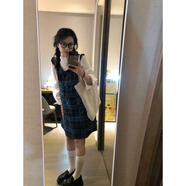 園翌學(xué)院風(fēng)格子小飛袖背心連衣裙女秋冬小個(gè)子減齡寬松背帶裙氣質(zhì)短裙 連衣裙+襯衫 XL 【感超好看連衣裙/長(cháng)袖連衣裙女/職業(yè)/小眾】