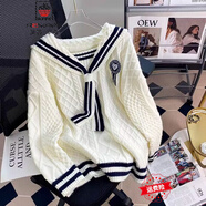 AEMAPE小熊毛衣開衫女外套2025春新款女裝衣服寬松溫柔秋冬季針織上衣 米白色F款 均碼 (80-140斤拍)