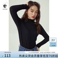 范思藍恩范思藍恩204303半高領打底衫女秋冬百搭修身針織上衣緊身內搭毛衣 黑色  XS