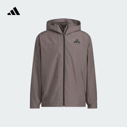 adidas拒水梭織連帽夾克外套男女秋季阿迪達(dá)斯官方輕運(yùn)動(dòng)   炭灰   M