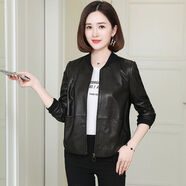 夏典素訂女王（SE.PSTP）女士皮衣外套2025春秋新款韓版寬松棒球服皮夾克短款小個子 黑色有里布 L 建議100-110斤