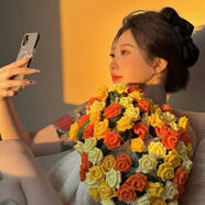 成品禮盒裝玫瑰花毯子花束生日禮物送女生編織毛線(xiàn)創(chuàng  )意毛毯禮物 【成品】-禮盒裝-3色黃玫瑰（送閨蜜） jiu九九朵玫瑰-155CM-寓意長(cháng)長(cháng)久久