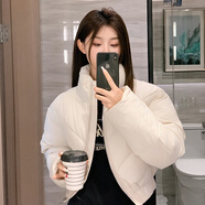 YAOJI立領(lǐng)短款羽絨棉服女2025冬季新款韓版寬松棉衣小個子外套 白色 2XL 135-150斤