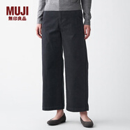 無(wú)印良品 MUJI 女式 彈力燈芯絨 寬版褲 BEE02C0A 煙熏藍(lán)色 M
