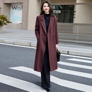啄木鳥高級感長款風(fēng)衣外套女春秋2025新款韓版高端氣質(zhì)西裝領(lǐng)開叉寬松顯 安哥拉紅 M