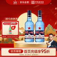 紅星二鍋頭 藍(lán)瓶綿柔8陳釀 清香型白酒 43度 500ml*2瓶 口糧酒