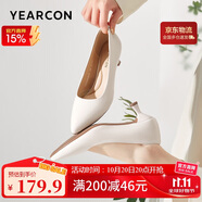 意爾康女鞋細(xì)跟通勤工作鞋淺口時(shí)裝高跟鞋單鞋女 26902W米白40