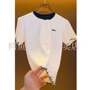 LACOSTE輕奢高定男裝上衣2025夏季新款字母刺繡撞色圓領(lǐng)短袖T恤 白色 M (80-120斤)