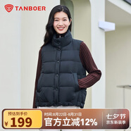 坦博爾羽絨服馬甲女立領(lǐng)寬松外搭短款羽絨背心外套TD236006 黑色 165
