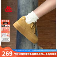 KAPPA卡帕背靠背女鞋秋季透氣小白鞋子女板鞋新款情侶鞋百搭休閑運(yùn)動(dòng)鞋 雄鹿棕 36