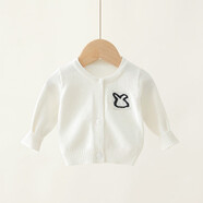 G.DUCKKIDS嬰兒針織開(kāi)衫春季純棉圓領(lǐng)3歲寶寶毛衣線(xiàn)衣男女童小外套上衣春裝 白色 小免子毛衣 52 cm 建議年齡0-1個(gè)月