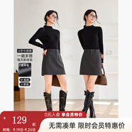 梵希蔓深灰色西裝半身裙女2025冬季新款高腰顯瘦氣質(zhì)毛呢包臀短裙 M9566 深灰色 M