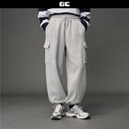 GIORDANO CONCEPTS 2025秋冬新款褲子男內(nèi)抓絨織標(biāo)工裝松緊腰寬松束腳衛(wèi)褲12115054