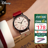 迪士尼（Disney）手表女學(xué)生個性復(fù)古撞色帆布帶石英表高顏值女孩初高中生防水手表