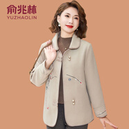 俞兆林（YUZHAOLIN）新中式媽媽秋裝2025新款短款呢子大衣中老年女裝春秋毛呢外套洋派 卡其色 XL (參考90-105斤)