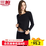 三槍（THREEGUN）【冬上新】秋衣秋褲男士套裝薄款抗靜電女士保暖內(nèi)衣冬季打底睡衣 【萊卡明根款】女黑色 M