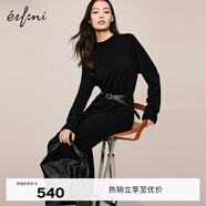 伊芙麗可機(jī)洗基礎(chǔ)百搭羊毛加厚保暖長款連衣裙女2023冬裝新款裙子 黑色 M 160/84A