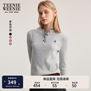 Teenie Weenie小熊女裝毛針織衫2025秋季款休閑撞色亨利領(lǐng)套頭毛衣 中灰色 M