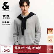 杰克·瓊斯（JACK&JONES）男裝25年秋冬季毛衣男士潮流圓領(lǐng)針織衫可機(jī)洗套頭打底衫羊毛衫 珍珠花灰C41 M 175