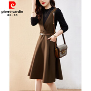 皮爾卡丹（pierre cardin）時尚背帶連衣裙套裝女2025秋季簡約氣質(zhì)背帶裙+打底衫兩件套套裝 1208/棕背帶裙 S 建議100斤內(nèi)