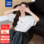 唐獅（TonLion）2025女前胸文字圓領(lǐng)短袖T恤