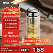 萬象（WANXIANG）雙層玻璃杯V48RL商務(wù)禮盒裝茶杯鈦黑亮帶濾網(wǎng)水杯車載便攜辦公杯