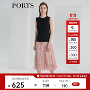 PORTS寶姿女裝秋季簡約百搭經(jīng)典帶蔥無袖針織衫LL9K800RKE004 黑色 L