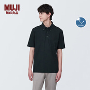 無(wú)印良品（MUJI）男式防紫外線涼感珠地網(wǎng)眼紐扣領(lǐng)短袖POLO衫 T恤硬核防曬涼感物語(yǔ) 黑色 S （165/84A）