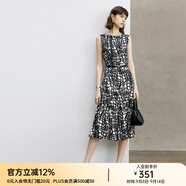 顏域設(shè)計(jì)感時(shí)尚連衣裙女2024新款秋季裙子氣質(zhì)連身裙中長款背心裙 黑白花 XL