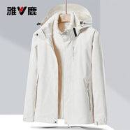 雅鹿四合一沖鋒衣女男雙面穿羊羔絨保暖內膽可拆卸夾克外套登山滑雪服 KY8090S迷彩白-女 4XL