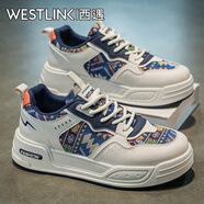 西遇（Westlink）男鞋2025新款秋季百搭休閑運(yùn)動板鞋男士厚底增高帆布透氣小白潮鞋 米蘭 單層 43 （標(biāo)準(zhǔn)運(yùn)動鞋尺碼）