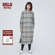 無印良品 MUJI 女式 法蘭絨 立領(lǐng)連衣裙  外套 秋冬穿搭 BC2F9C3A 中灰色格紋 M 160/84A