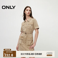 ONLY夏季休閑百搭POLO領高腰顯瘦短裙連衣裙女|124207106 C63 鵜鶘沙色 M (165) 84A