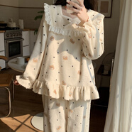 維多利亞的格調性感睡衣女秋冬珊瑚絨法蘭絨加厚甜美可愛(ài)很仙的宮廷公主風(fēng)家居服 SZH800波點(diǎn)小熊 M