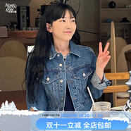 韓國restandrecreation牛仔衫短外套女修身RR開(kāi)衫上衣潮 藍色 S