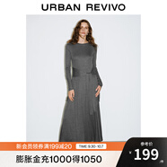 UR2025秋季新款女裝潮流假兩件綁帶收腰連衣裙UWJ750082 冷灰 (偏長) M
