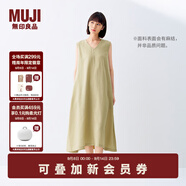 無印良品（MUJI）女式 棉 漢麻 無袖連衣裙女裝裙子夏季 連身裙長裙 BCD91C5S 黃色 M （160/84A）