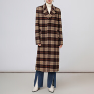 阿瑪施（AMASS）阿瑪施女裝秋冬新款千鳥(niǎo)格毛呢外套新款雅丹風(fēng)綿羊毛大衣5400891 格紋48小時(shí)內發(fā)貨 S