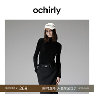 歐時(shí)力OCHIRLY【懶人毛衣】可機洗進(jìn)口100%美麗諾羊毛毛衣女無(wú)縫一體 黑色 M