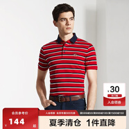 ARTAO/雅濤男裝夏季短袖T恤男純棉條紋商務(wù)翻領(lǐng)T恤 紅色039 50/L