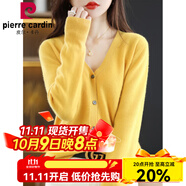皮爾卡丹（pierre cardin）2025新款寬松大碼V領(lǐng)外搭長袖毛衣針織慵懶風加厚毛衣外套 姜黃色 XL