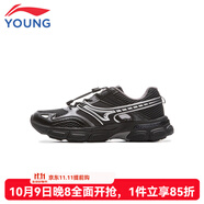李寧童鞋兒童跑鞋男大童2025新款方舟輕便透氣青少年運動休閑鞋 黑色/煙墨灰64-5 37