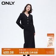 ONLY秋季通勤風(fēng)中長款半身裙V領(lǐng)套裝連衣裙女|124107011 H1Z 黑色 XL (175) 92A